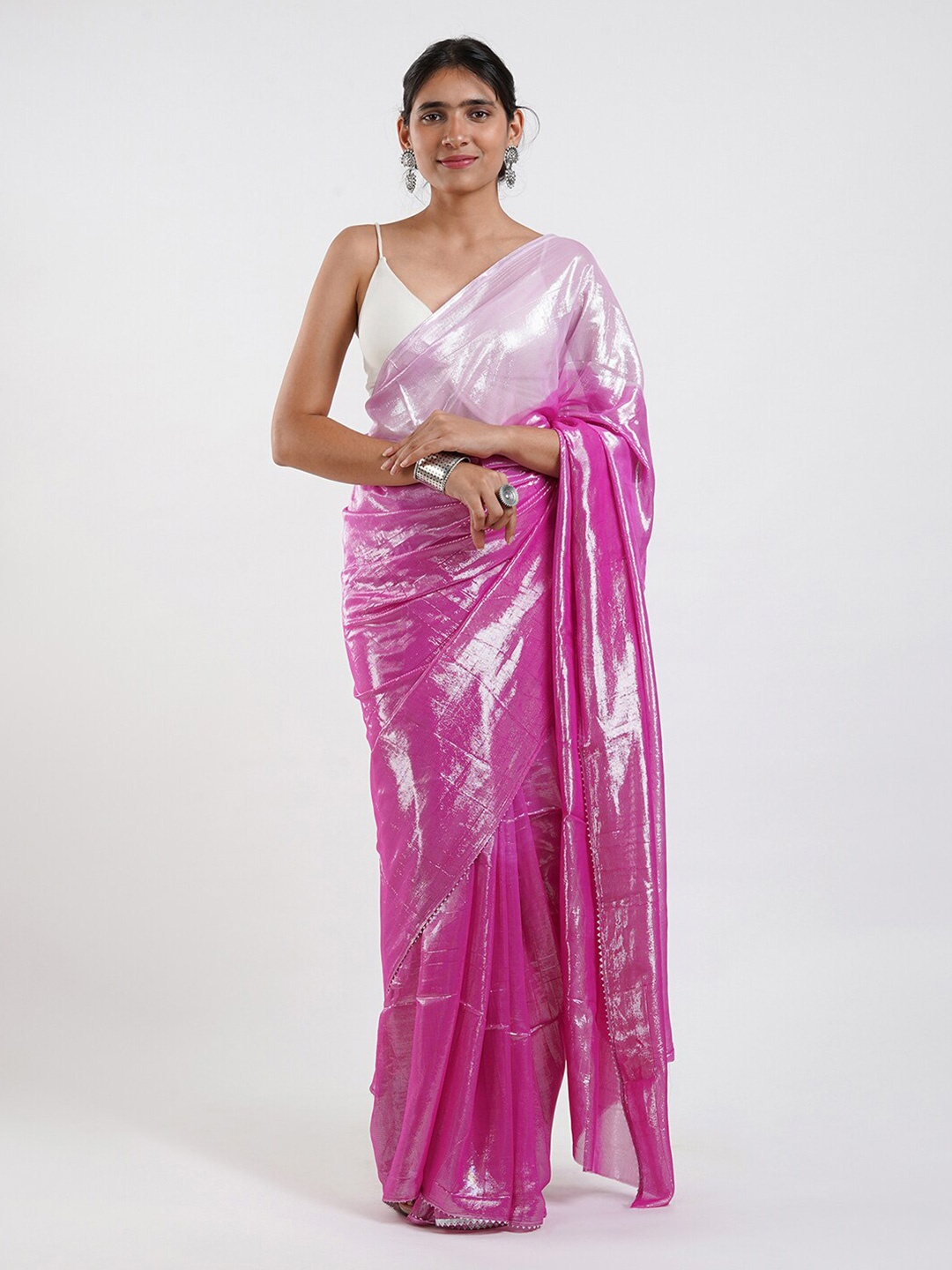 

TEEJH Embellished Gotta Patti Saree, Pink