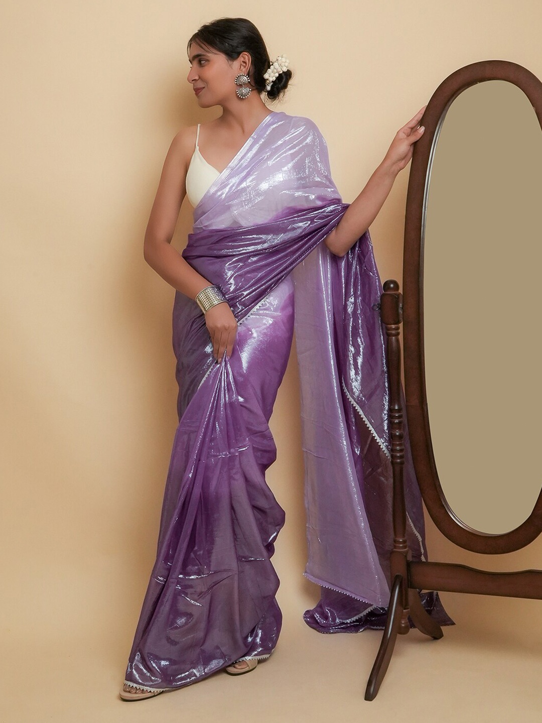 

TEEJH Embellished Saree, Purple
