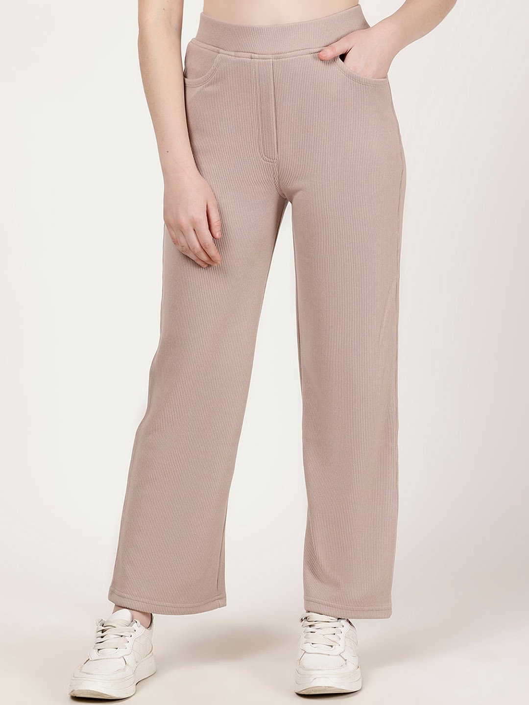 

FUTURO Original Women Mid-Rise Flared Corduroy Parallel Trousers, Lavender