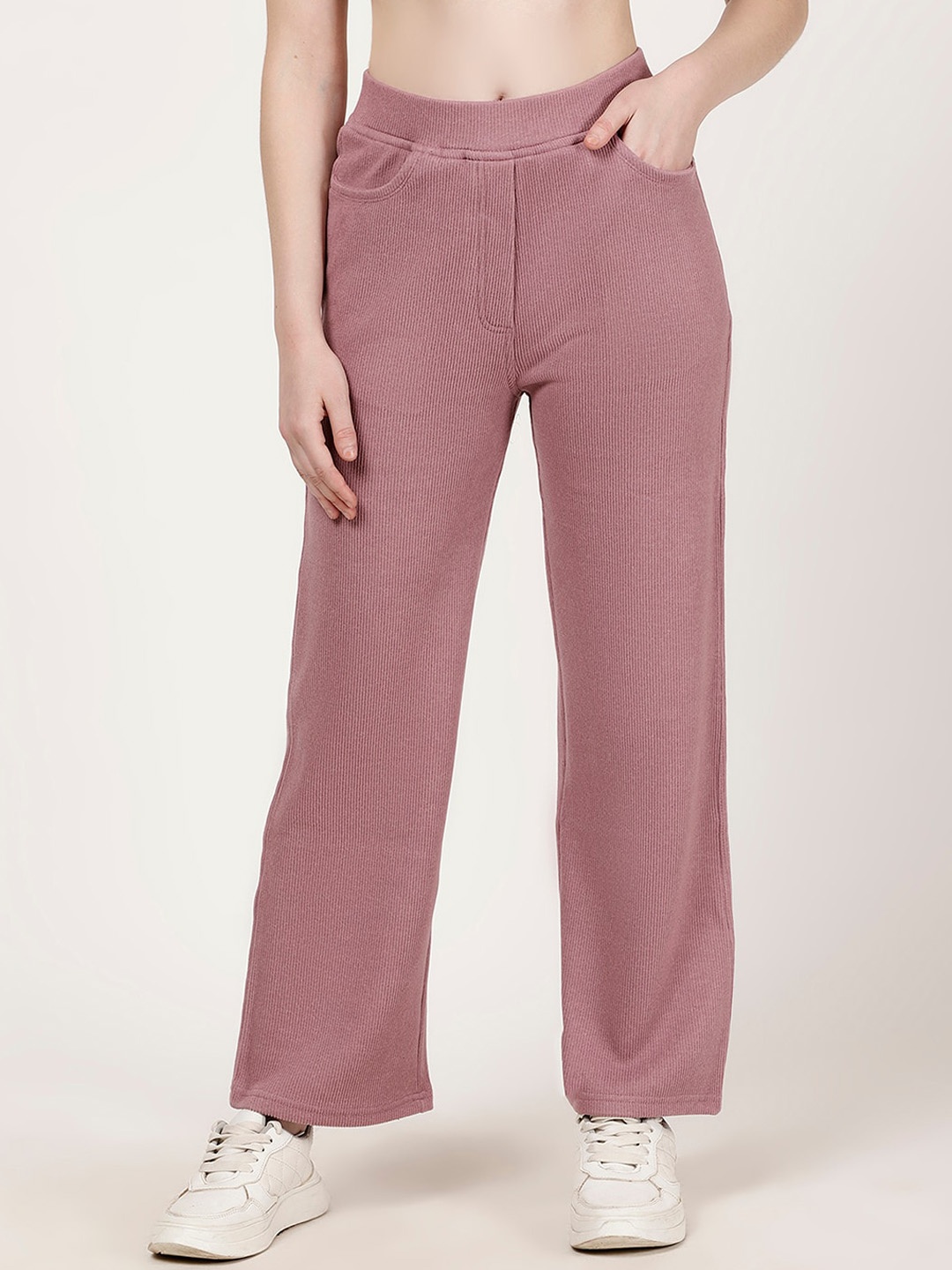 FUTURO Women Original Mid-Rise Corduroy Flared Trouser, Coral
