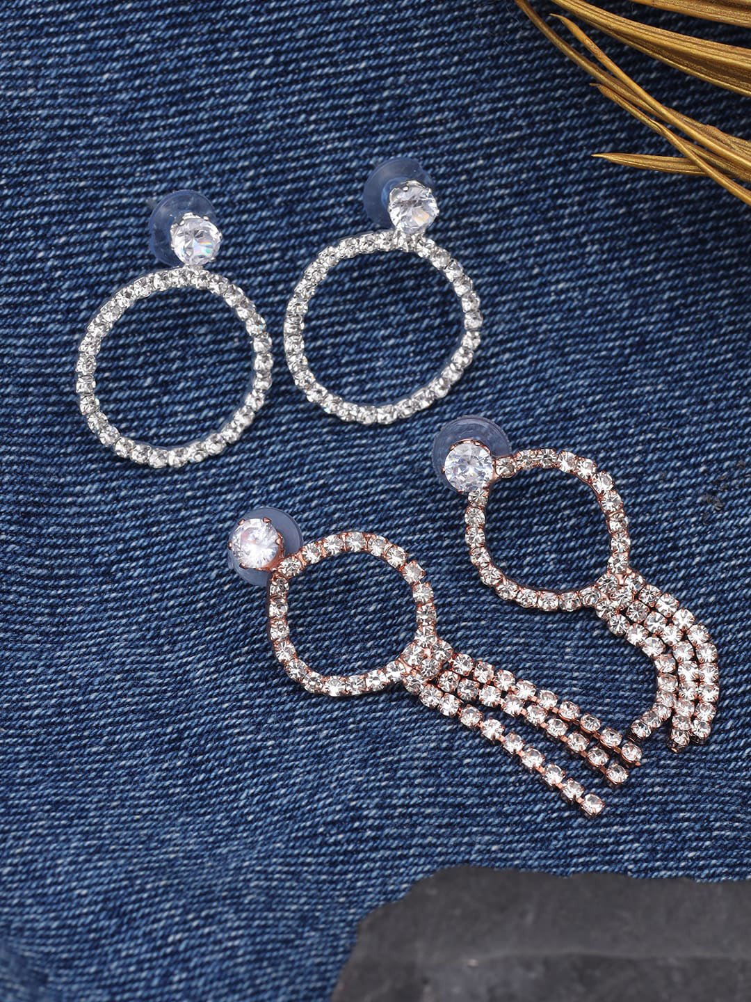 

Ayesha Set Of 2 Contemporary Hoop Earrings, Silver