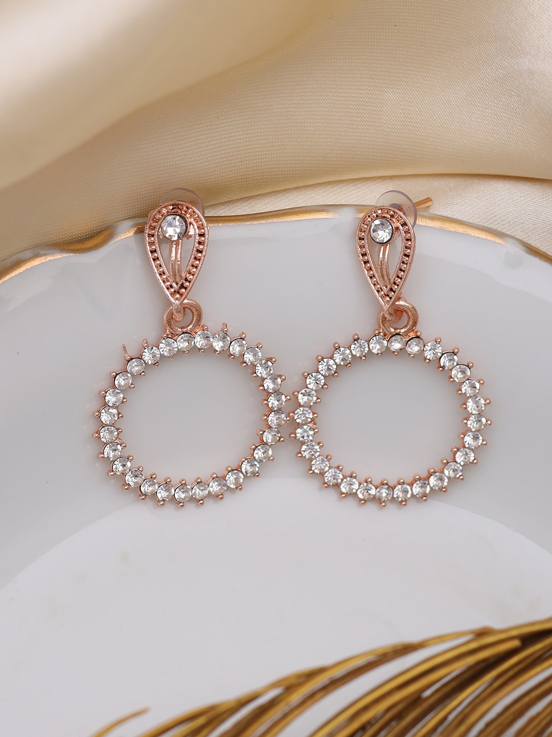 

Ayesha Rose Gold Plated Contemporary Drop Earrings