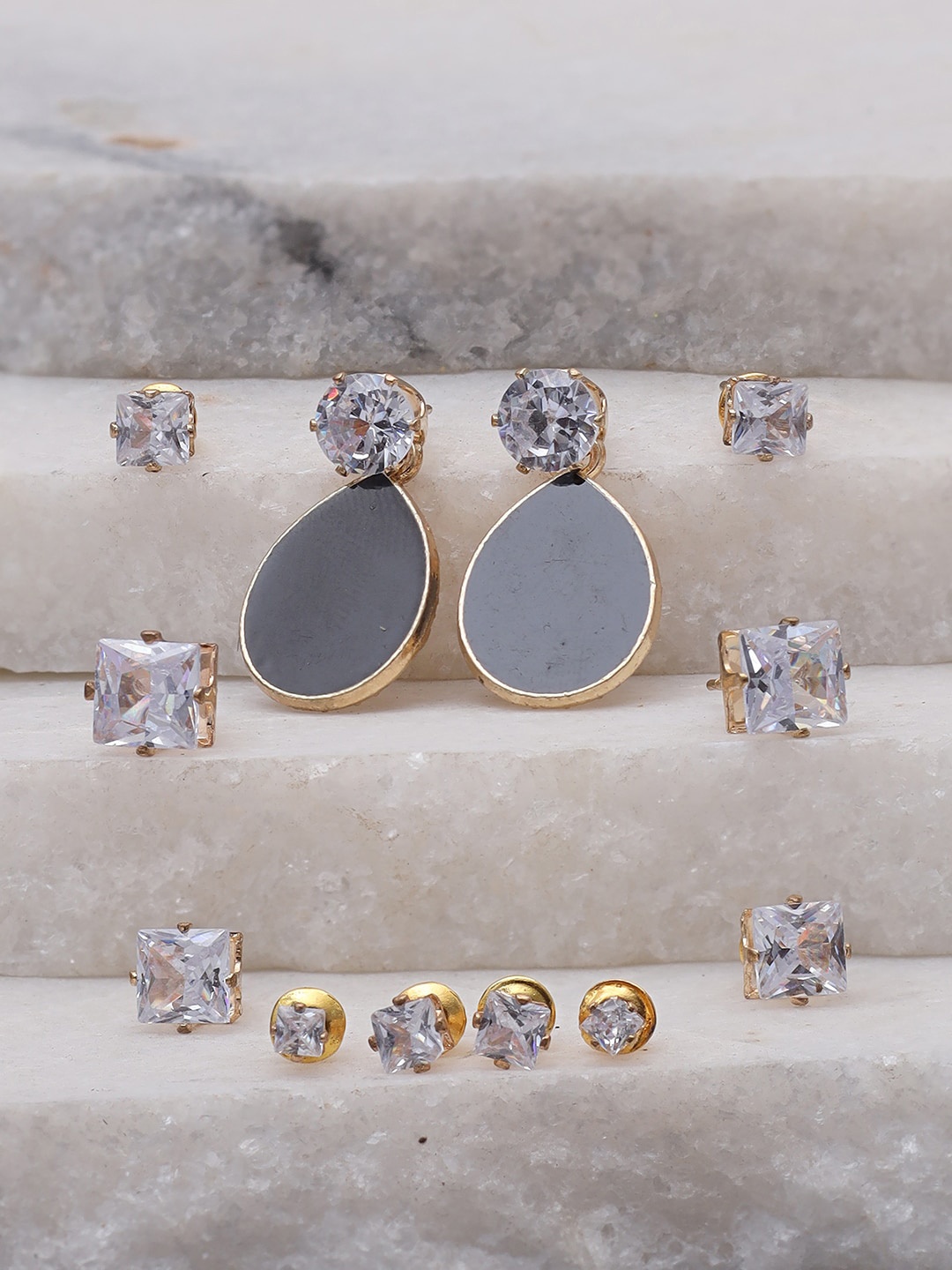 

Ayesha Set Of 6 Gold-Plated Contemporary Drop Earrings