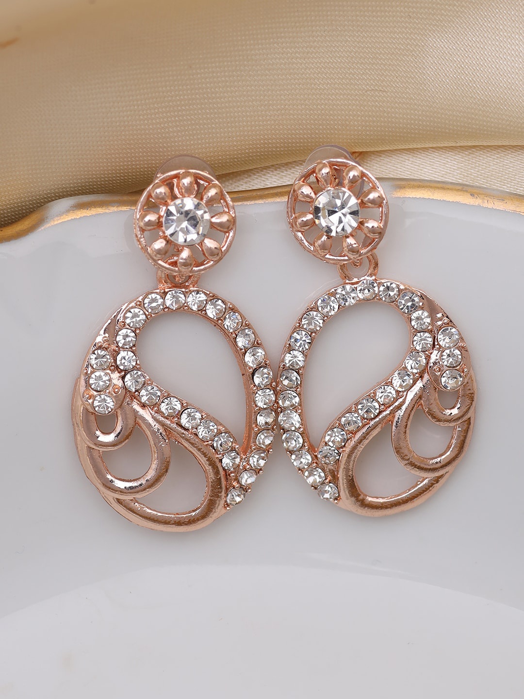 

Ayesha Rose Gold Plated Contemporary Drop Earrings
