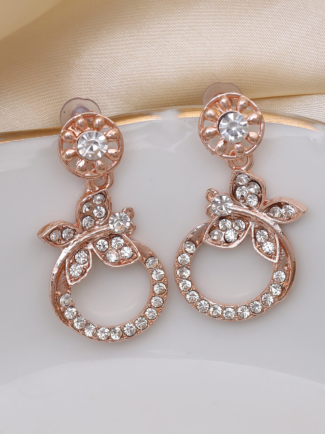 

Ayesha Rose Gold-Plated Contemporary Drop Earrings