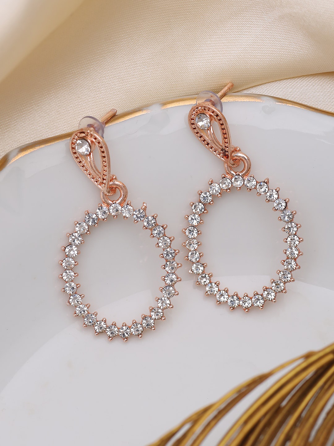 

Ayesha Rose Gold Plated Contemporary Drop Earrings