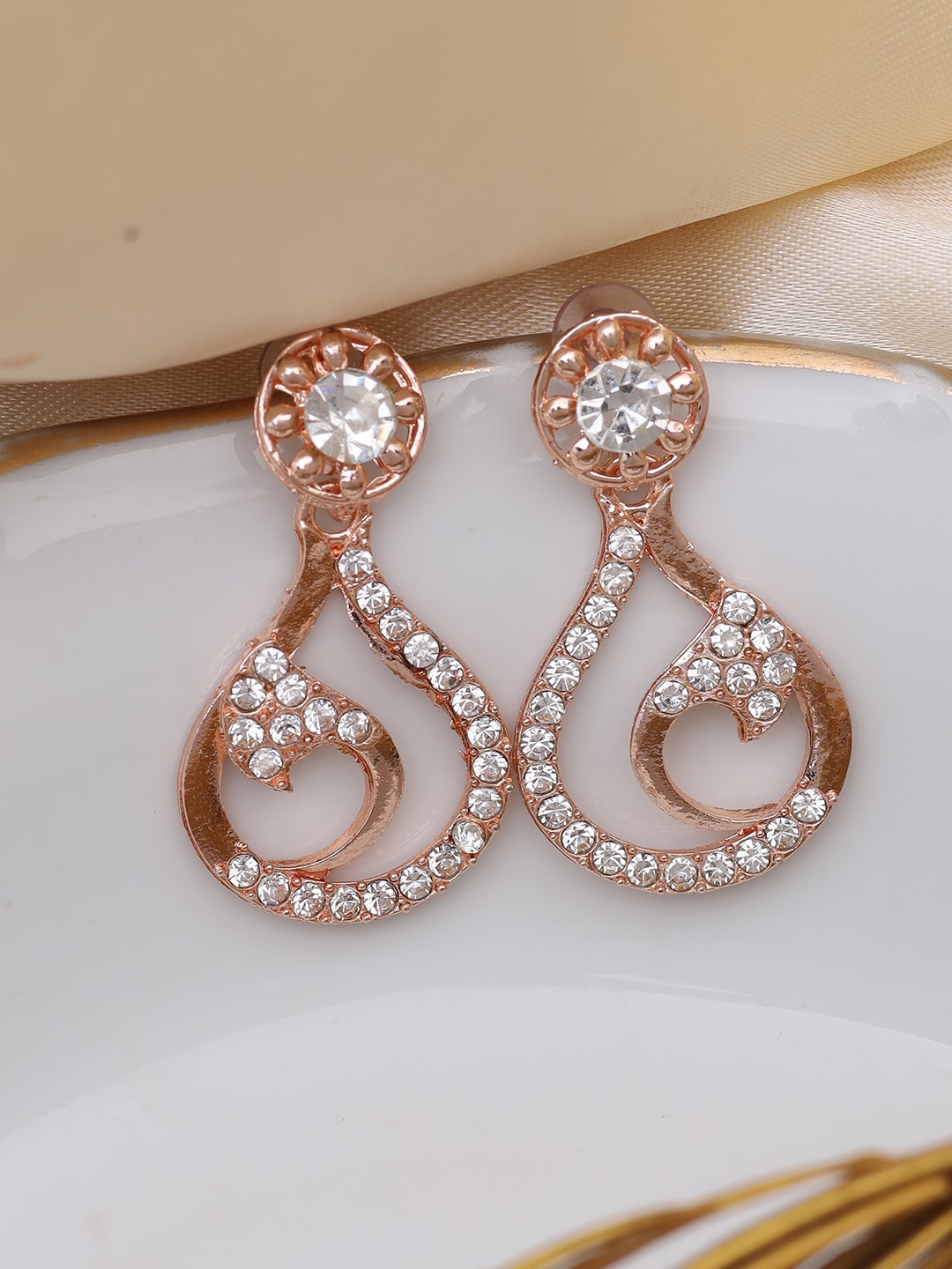 

Ayesha Rose Gold-Plated Contemporary Drop Earrings