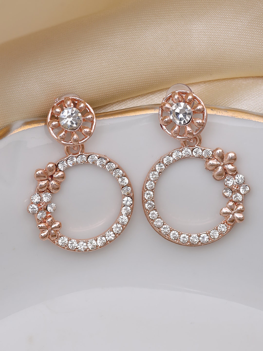 

Ayesha Rose Gold-Plated Contemporary Drop Earrings