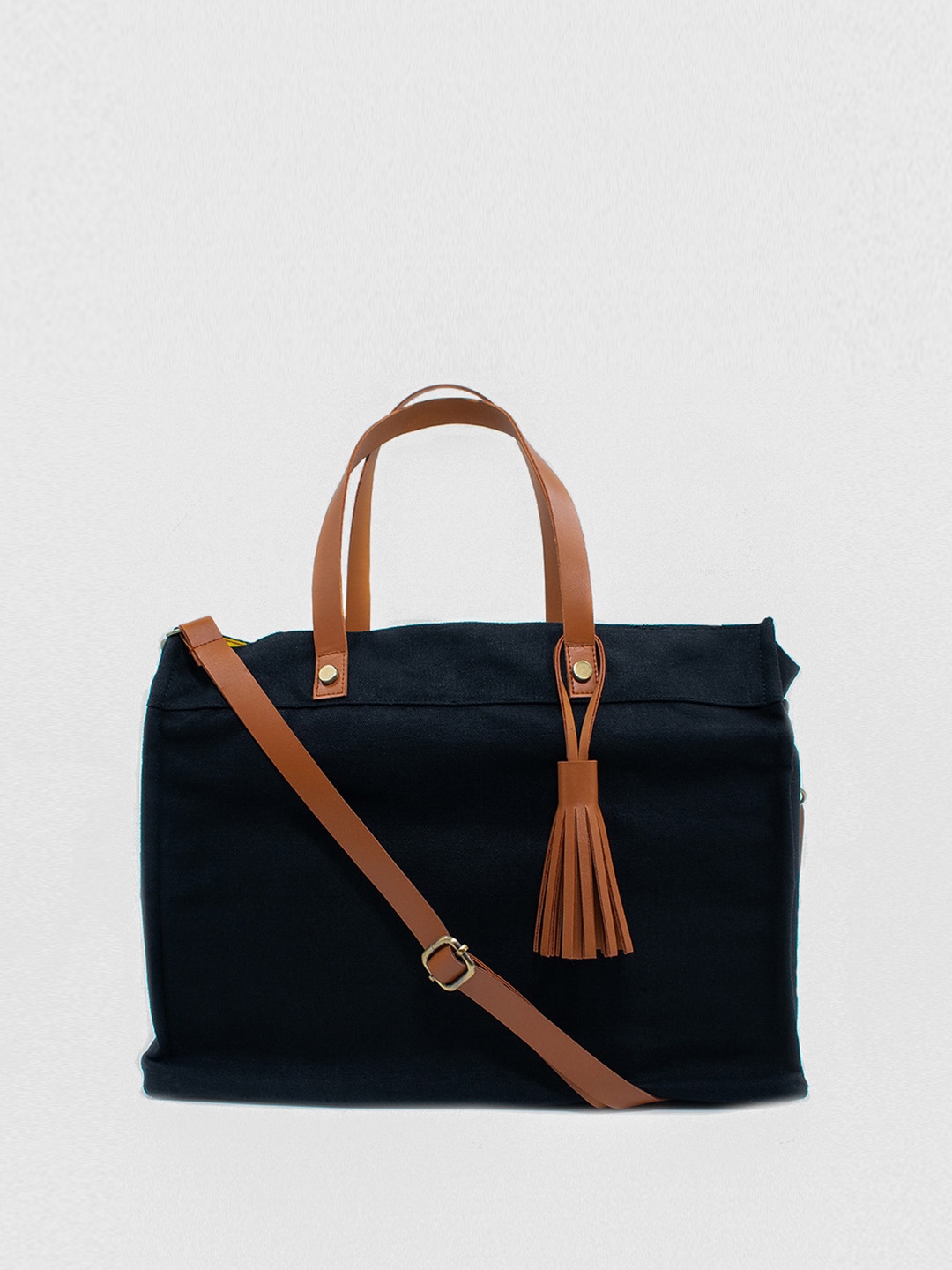 

Visual Echoes Oversized Structured Cotton Tote Bag, Black