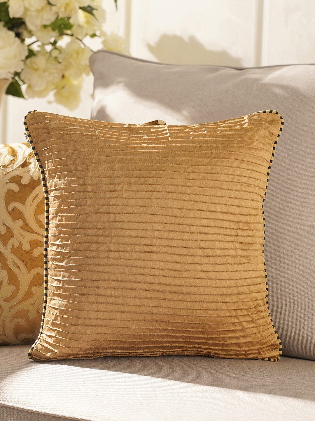 

Pure Home and Living Gold-Toned Square Cushion Cover
