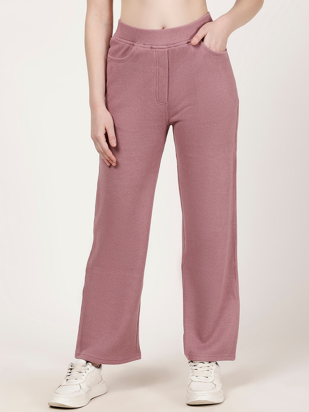 

FUTURO Women Original Mid-Rise Flared Corduroy Trousers, Coral