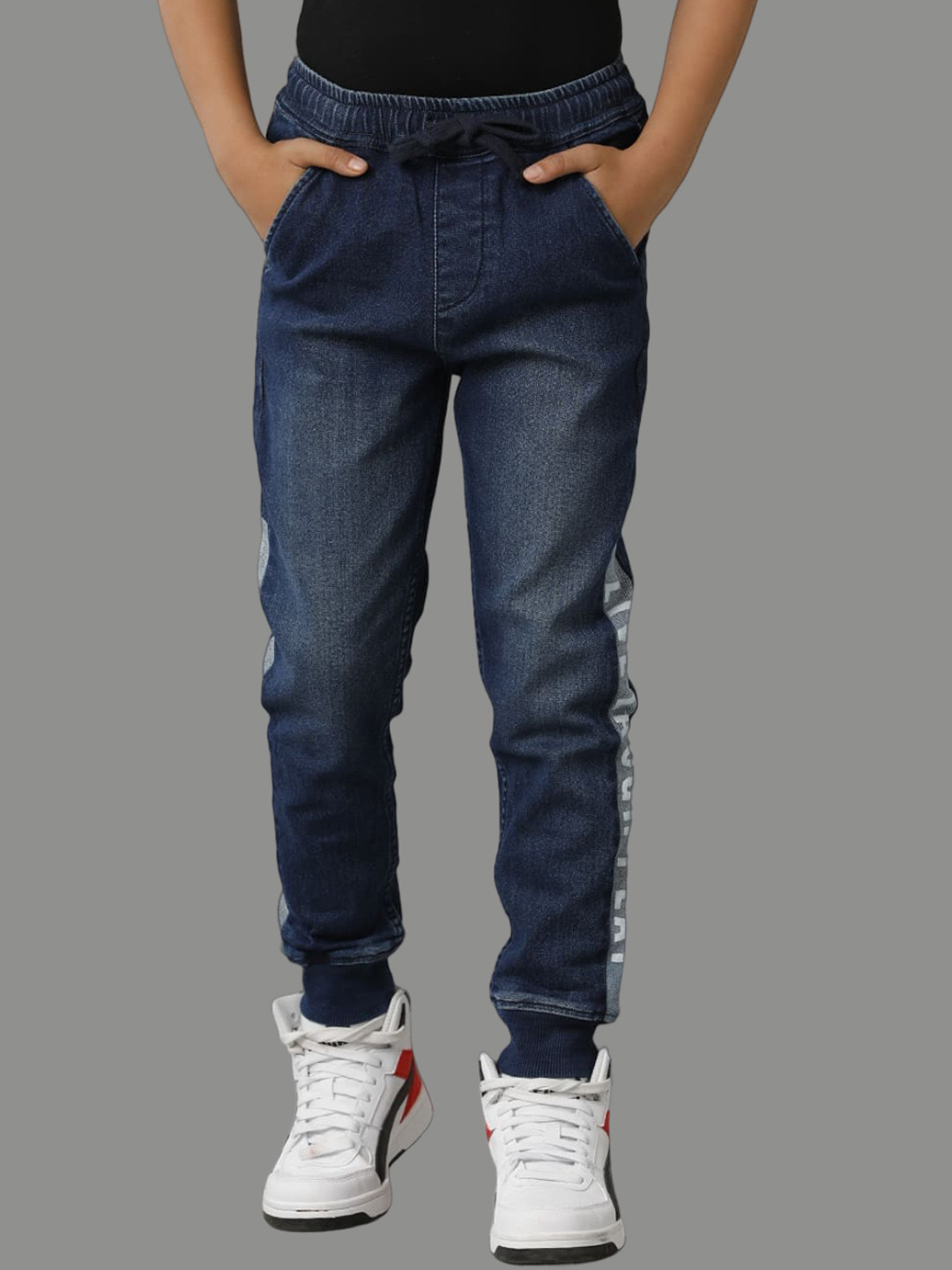 

UNDER FOURTEEN ONLY Boys Slim Fit Cotton Joggers, Navy blue