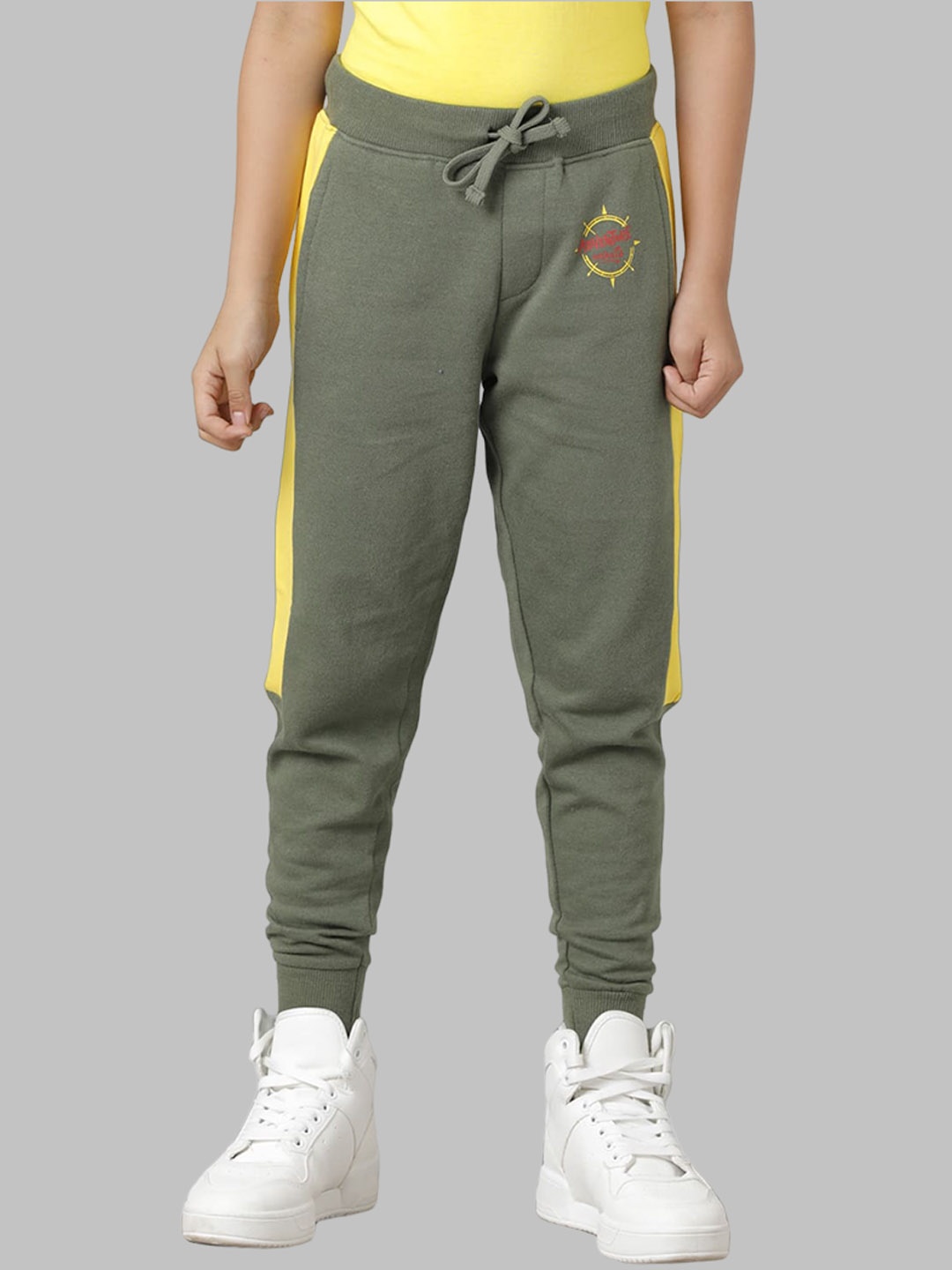 

UNDER FOURTEEN ONLY Boys Slim Fit Cotton Joggers, Olive