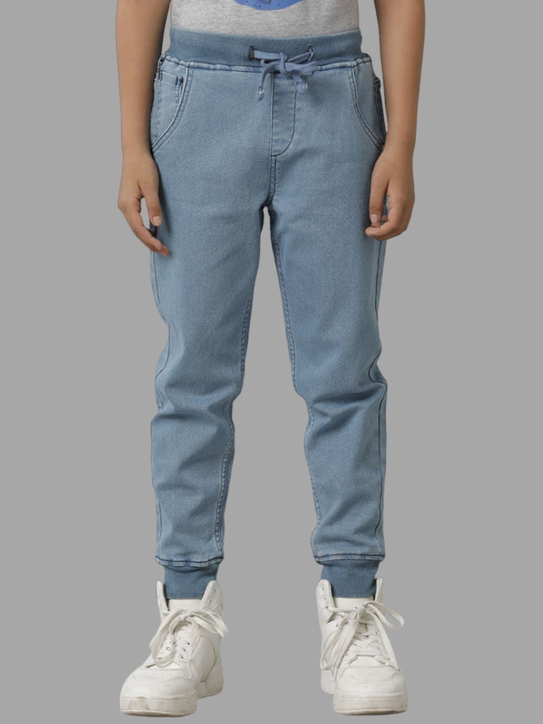 

UNDER FOURTEEN ONLY Boys Blue Slim Fit Cotton Joggers