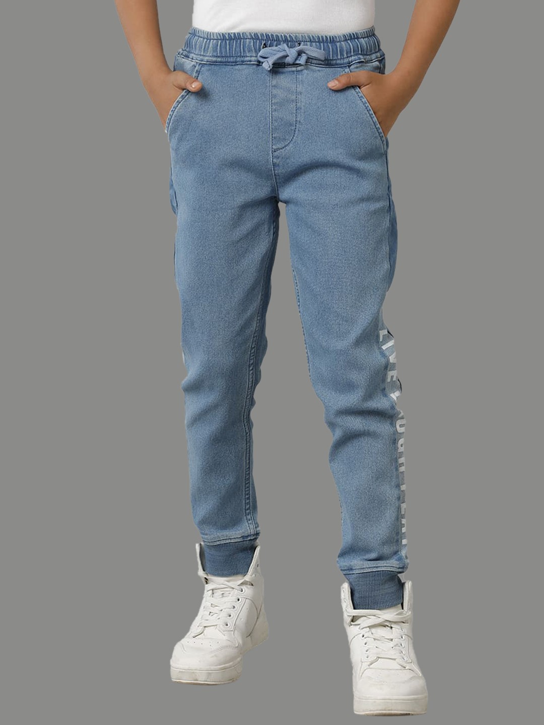 

UNDER FOURTEEN ONLY Boys Slim Fit Cotton Joggers, Blue