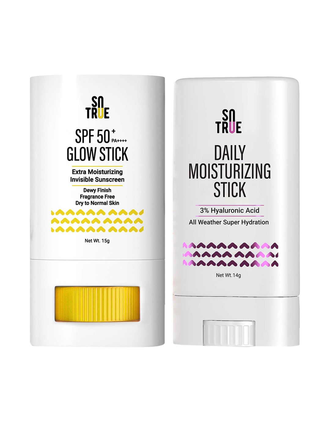 

SOTRUE Daily Moisturizer For Face 14g & SPF 50+ Glow Stick Sunscreen 15g Combo, Yellow