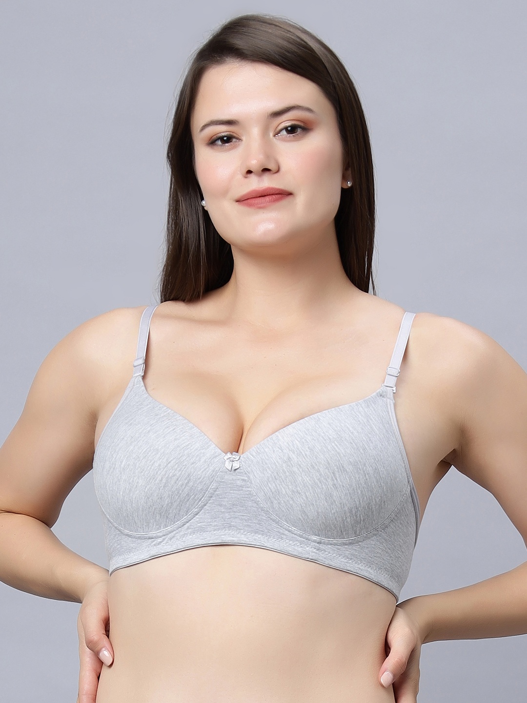 

In Care Medium Coverage Seamless Heavily Padded Cotton Push-Up Bra All Day Comfort, Grey