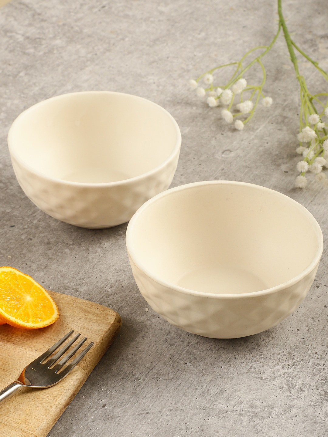 

MIAH Decor White 2 Pieces Ceramic Dishwasher & Microwave Safe Serving Bowls 500 ml