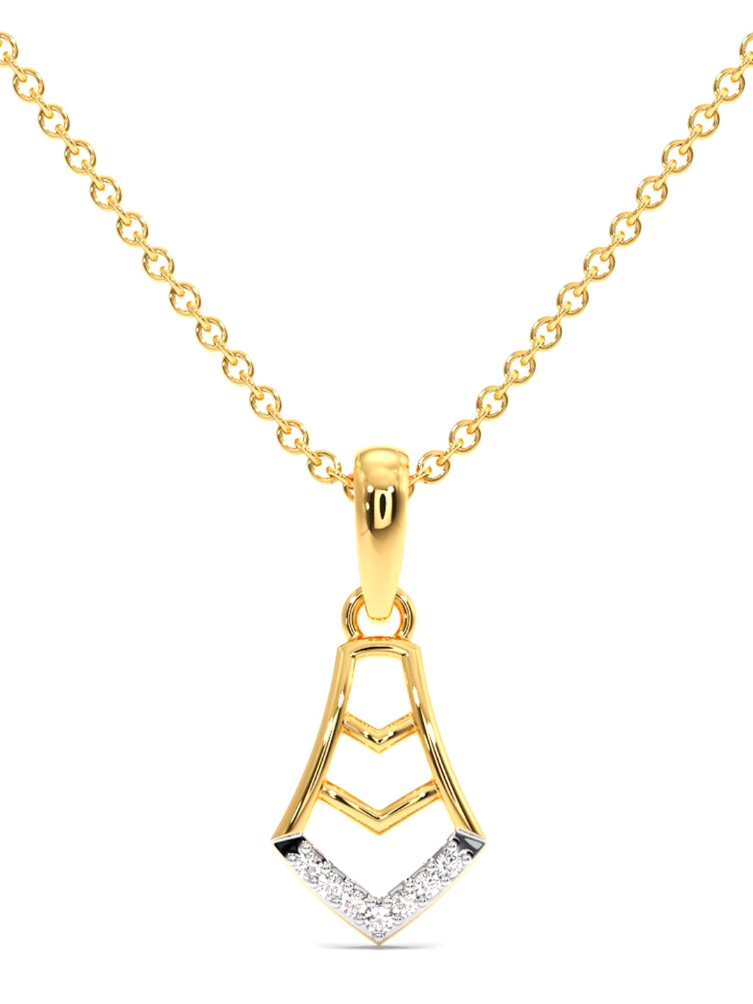

CANDERE A KALYAN JEWELLERS COMPANY Diamondlites 14KT Gold Diamond Studded Pendant-0.25gm