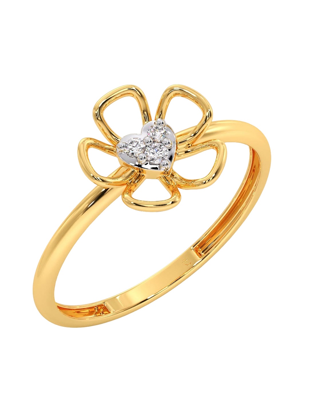 

CANDERE A KALYAN JEWELLERS COMPANY Diamondlites 18KT Gold Diamond Studded Ring-1.16gm