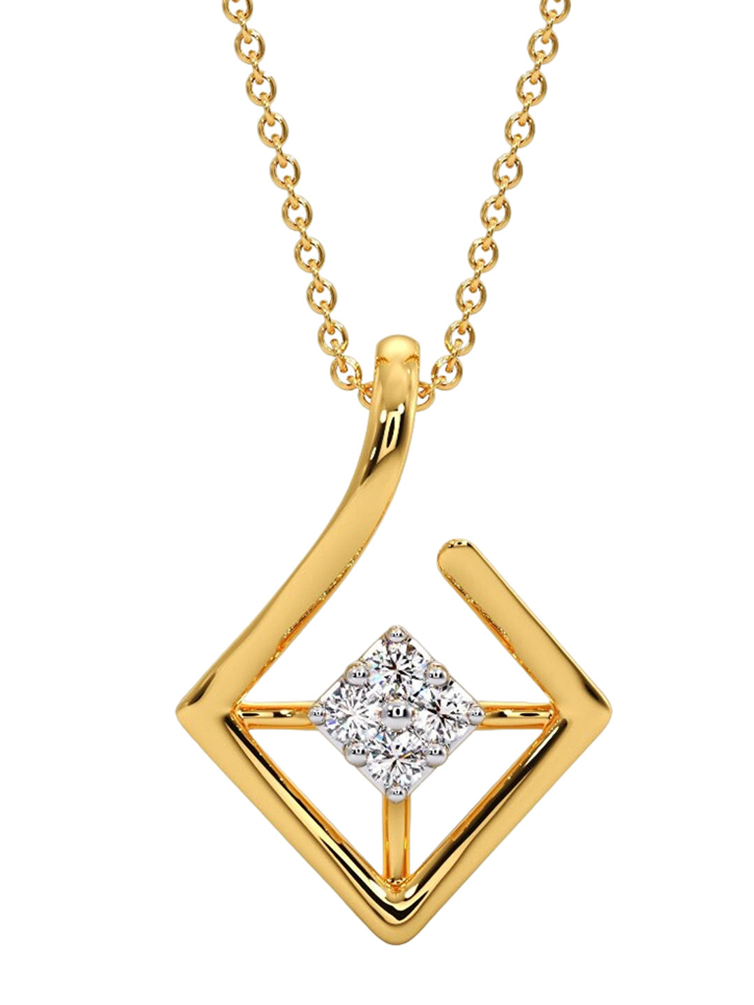 

CANDERE A KALYAN JEWELLERS COMPANY Diamondlites 14KT Gold Diamond Studded Pendant-0.46gm