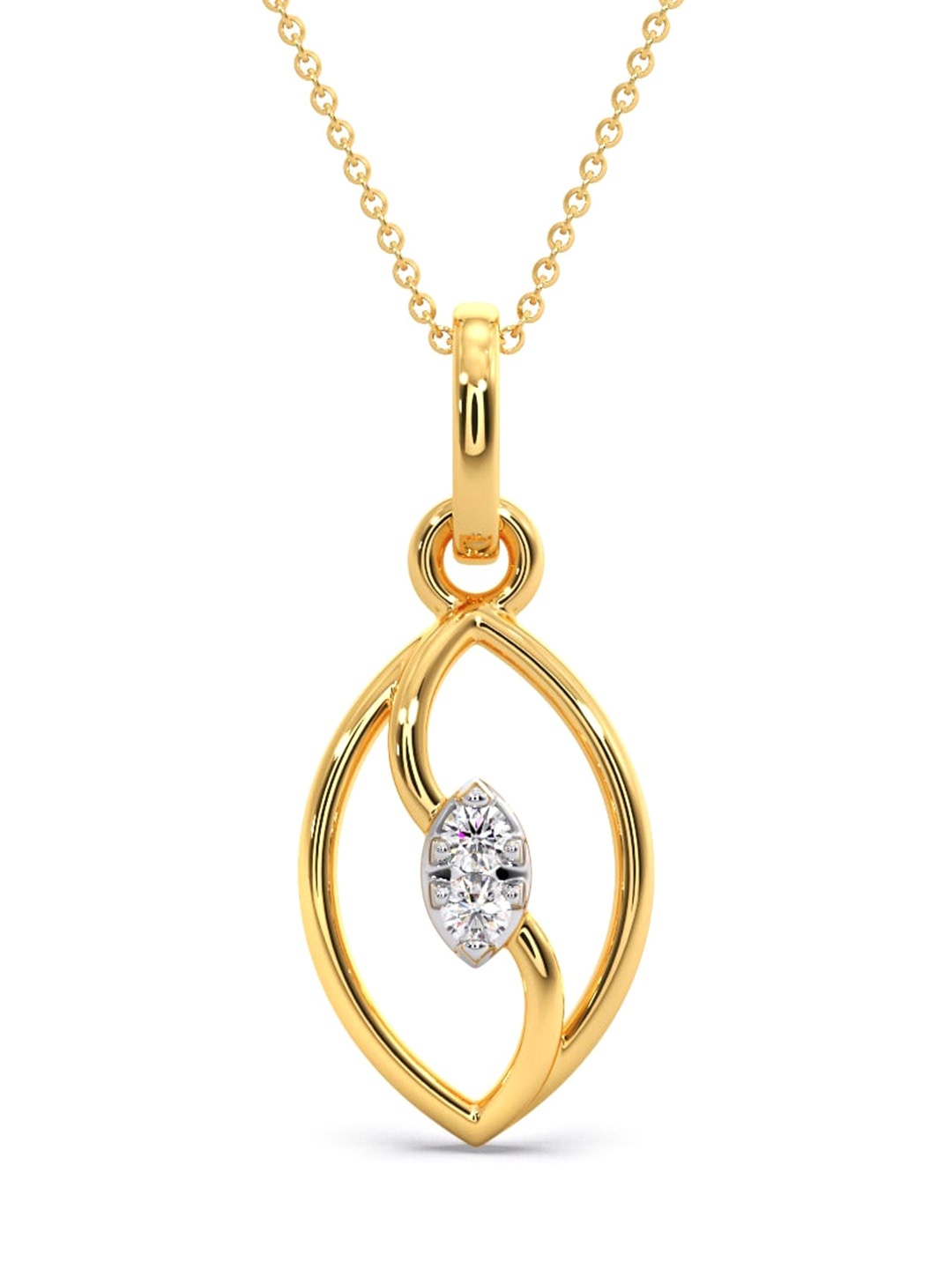

CANDERE A KALYAN JEWELLERS COMPANY Diamondlites 14KT Gold Diamond Pendant-0.31gm