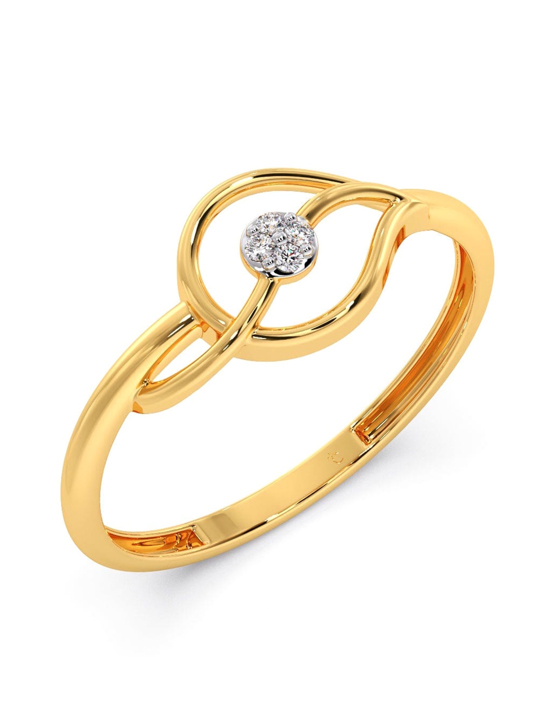 

CANDERE A KALYAN JEWELLERS COMPANY Diamondlites 14KT Gold Diamond Studded Ring-0.85gm