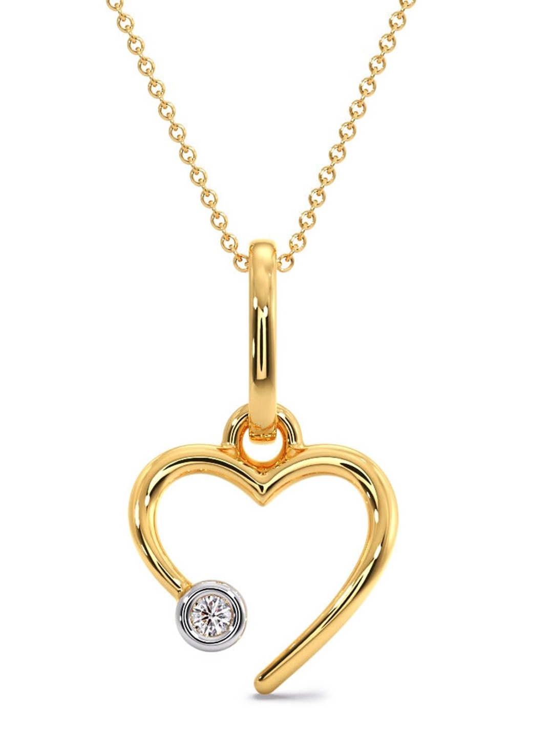 

CANDERE A KALYAN JEWELLERS COMPANY Diamondlites 14KT Gold Diamond Pendant-0.28gm