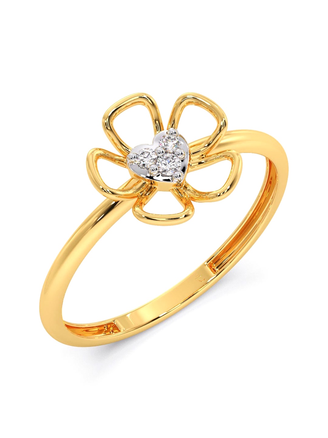 

CANDERE A KALYAN JEWELLERS COMPANY Diamondlites 14KT Gold Diamond Studded Ring-0.97gm