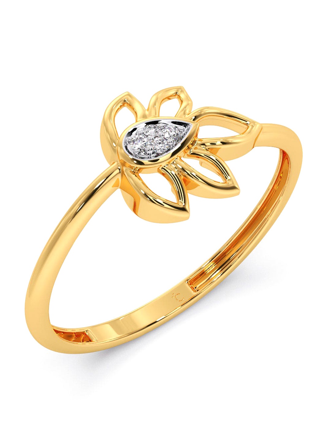

CANDERE A KALYAN JEWELLERS COMPANY Diamondlites 14KT Gold Diamond Studded Ring-0.68gm