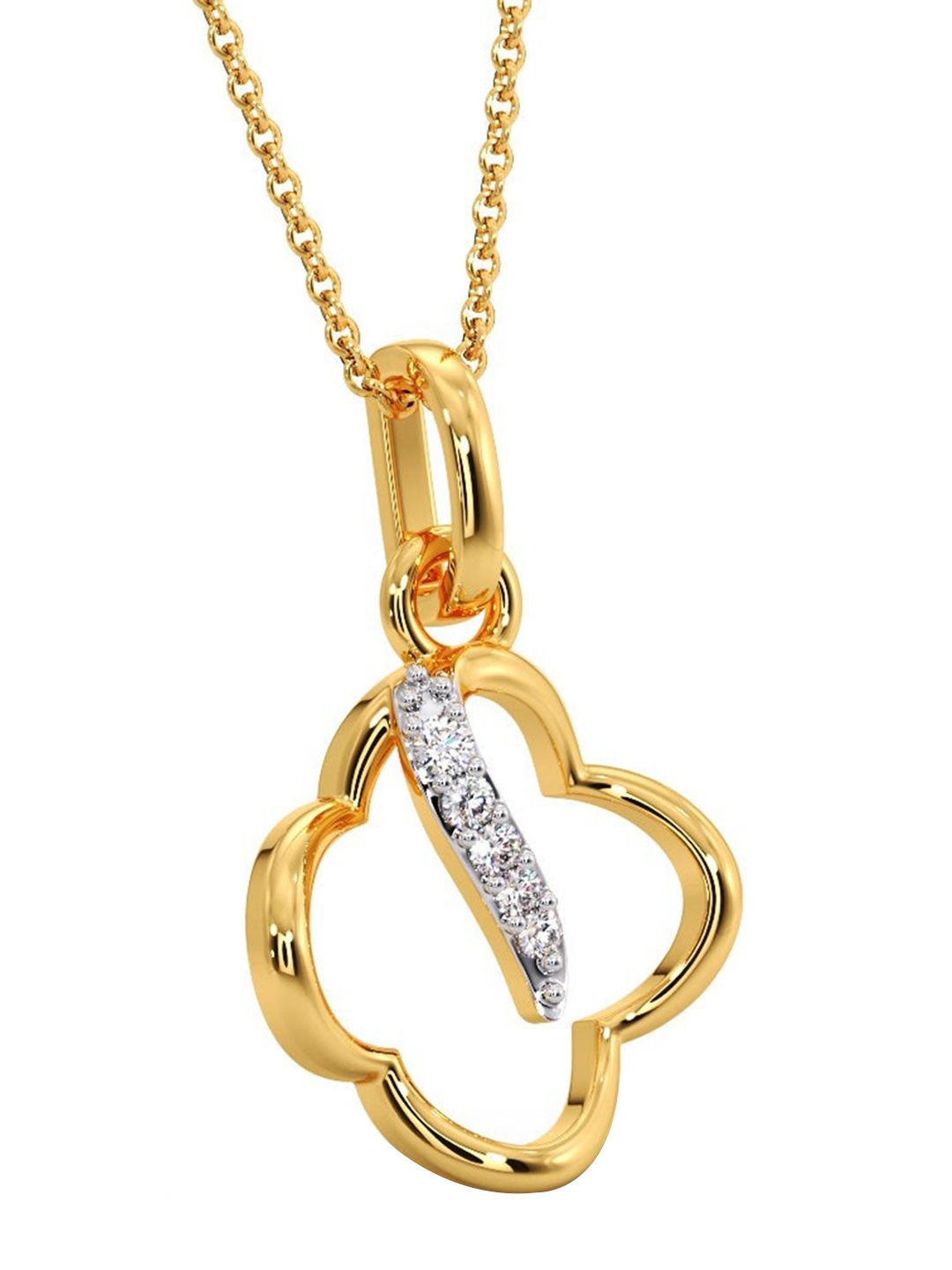 

CANDERE A KALYAN JEWELLERS COMPANY Diamondlites 18KT Gold Diamond Studded Pendant-0.48gm