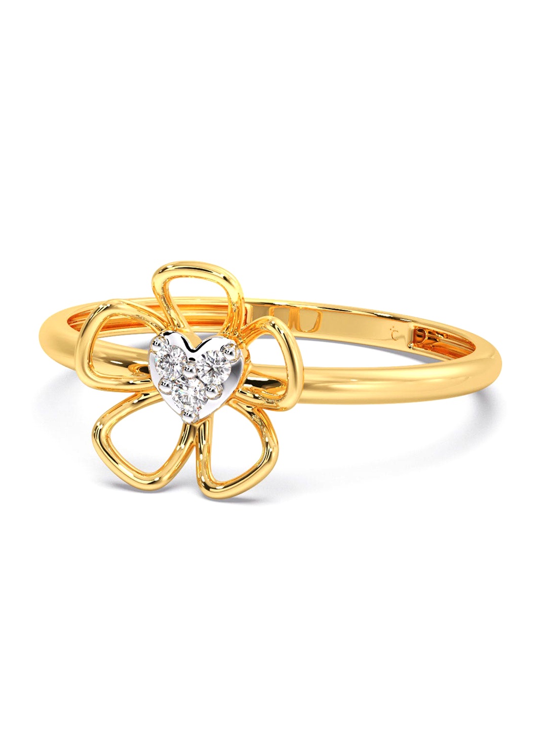 

CANDERE A KALYAN JEWELLERS COMPANY Diamondlites 14KT Gold Diamond Studded Ring-0.9gm
