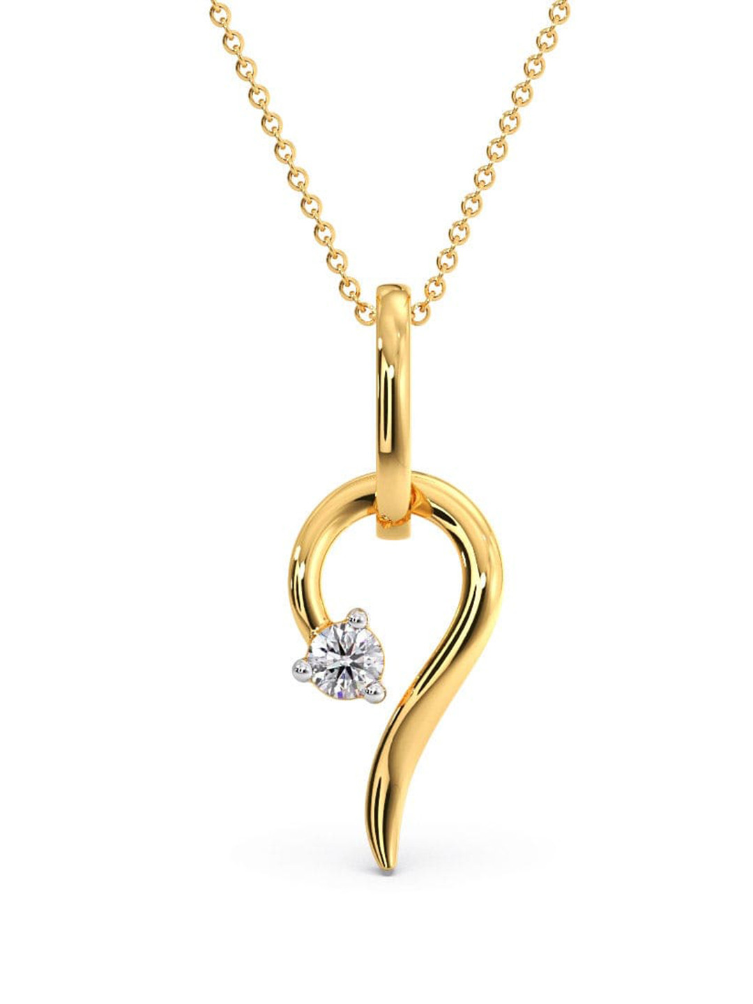 

CANDERE A KALYAN JEWELLERS COMPANY Diamondlites 14KT Gold Diamond Studded Pendant-0.22gm