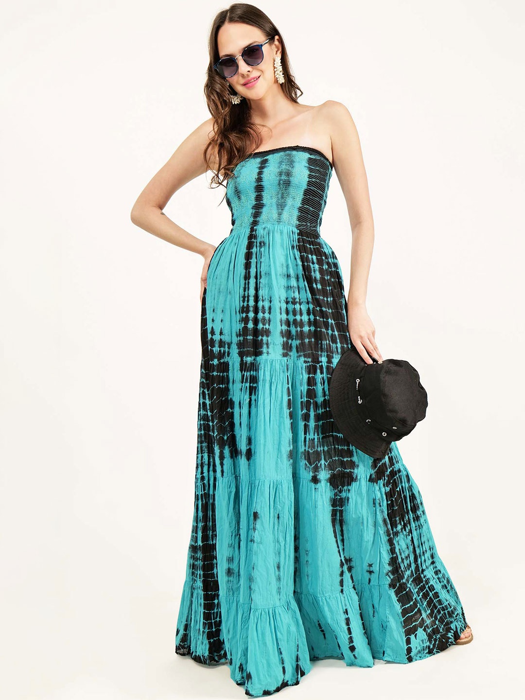 

DRIRO Tie And Dyed Strapless Maxi Dress, Blue