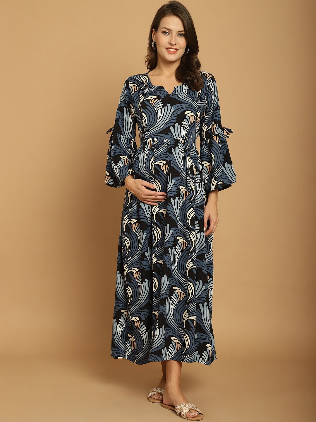 

Secret Wish Printed Maternity Maxi Nightdress, Blue