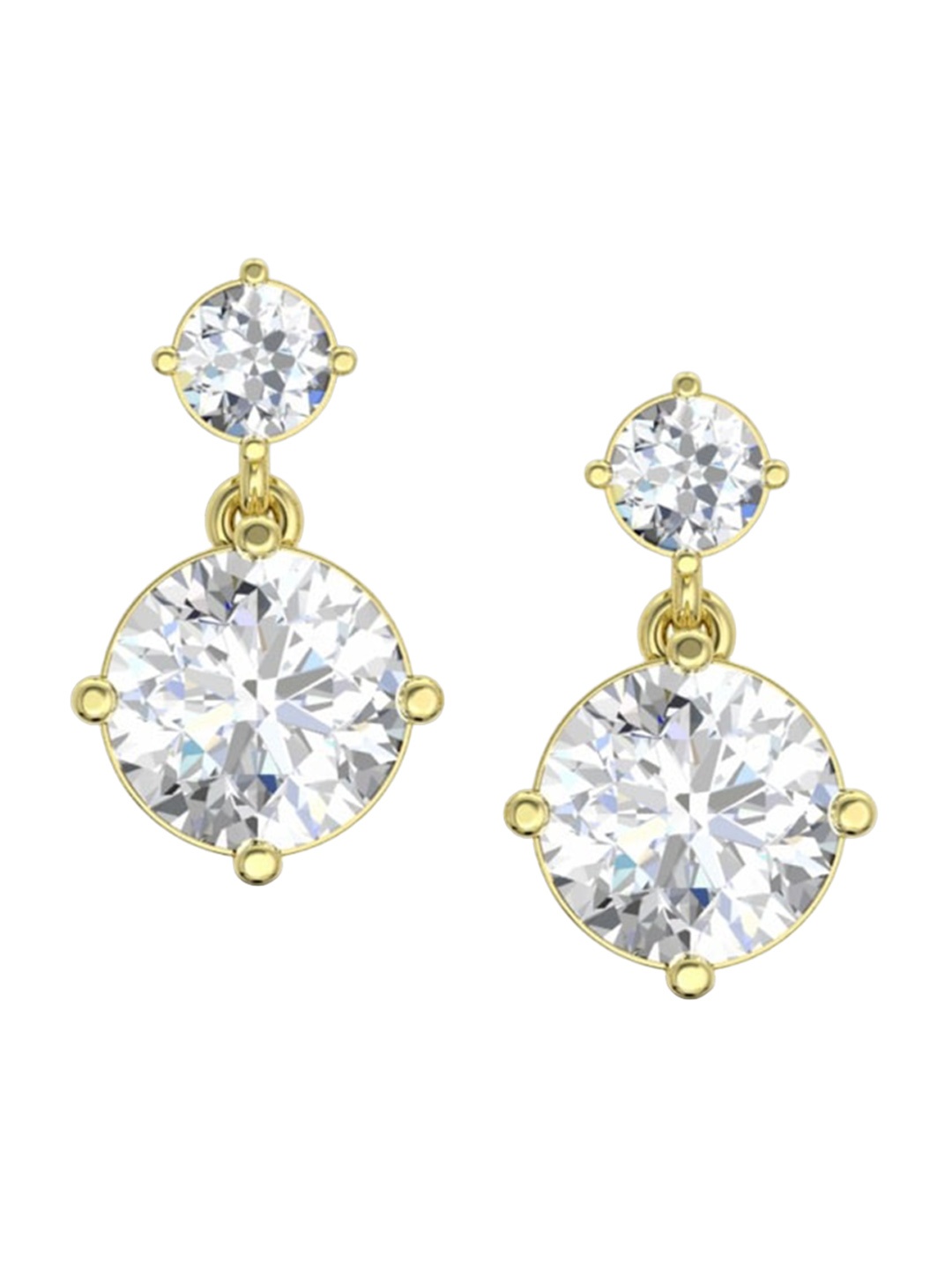 

ORIONZ CZ Studded Contemporary Drop Earrings, Gold