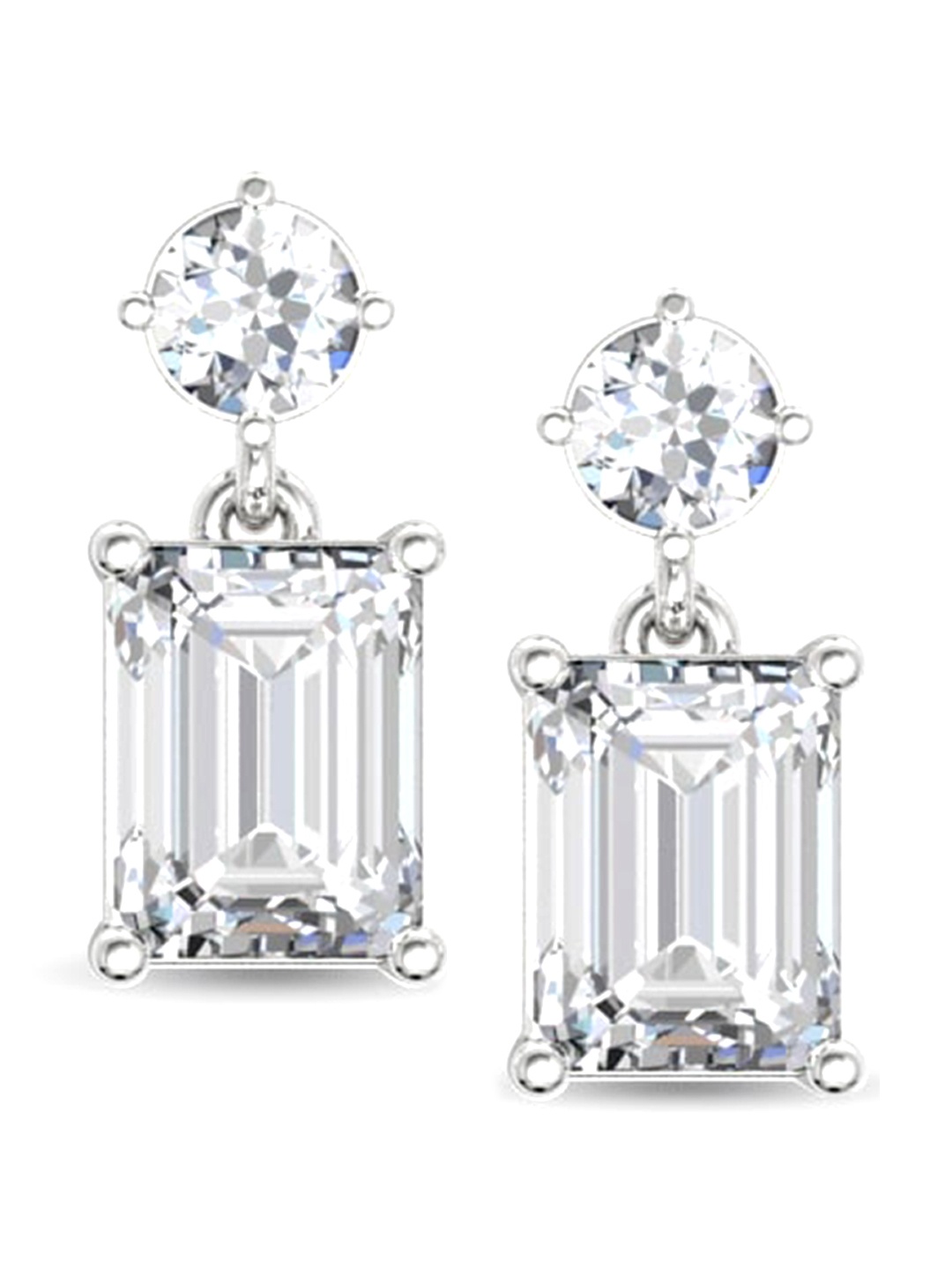 

ORIONZ CZ Studded Contemporary Drop Earrings, Silver