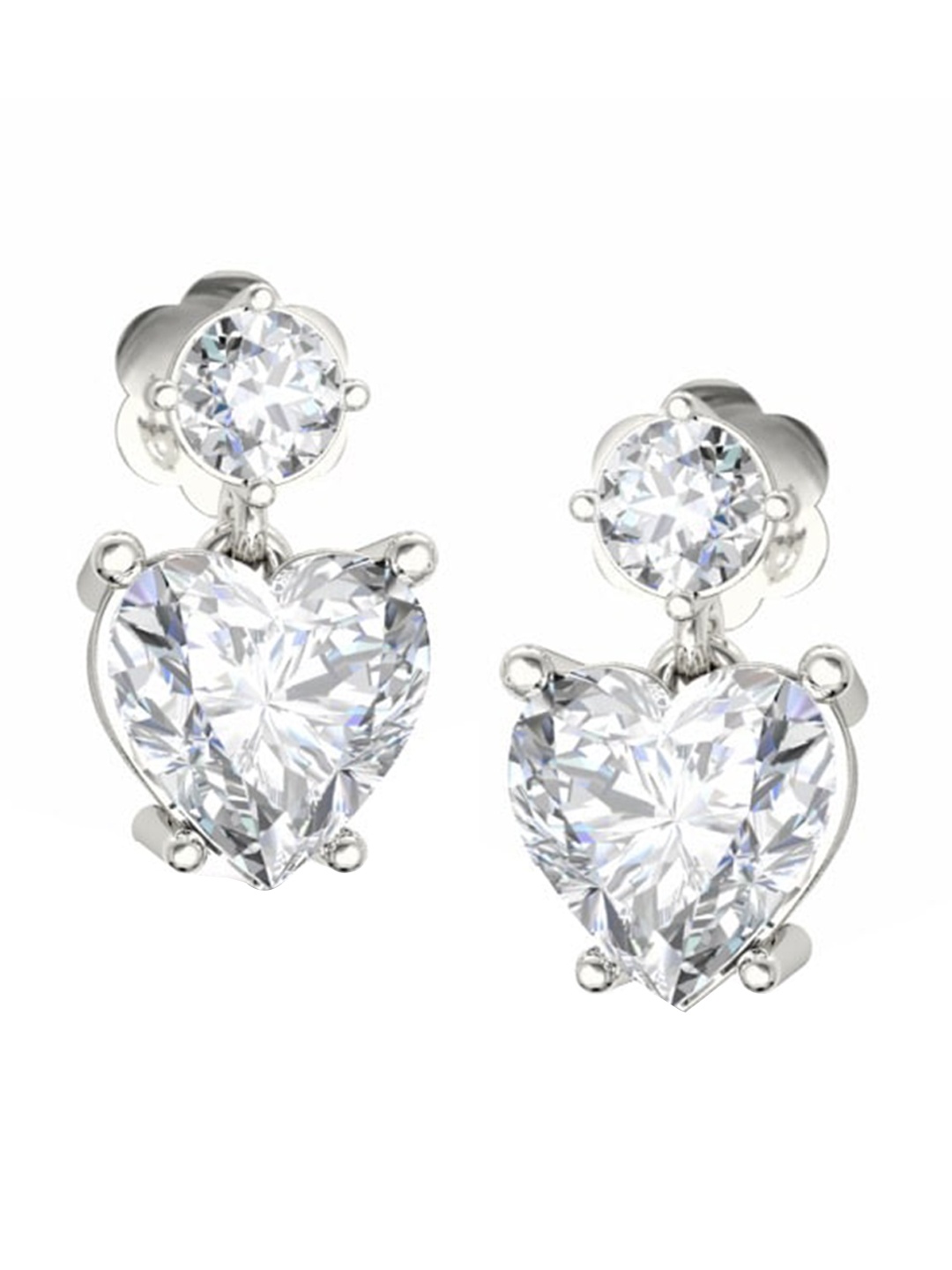

ORIONZ CZ Studded Contemporary Drop Earrings, Silver