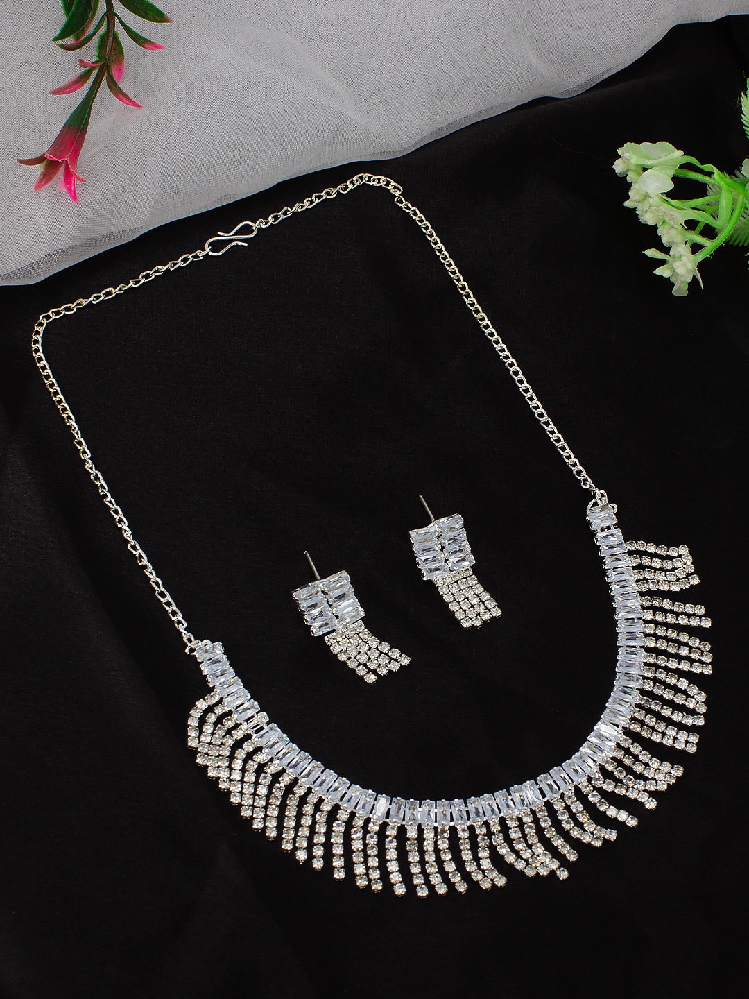 

PRIVIU Silver-Plated CZ-Studded Jewellery Set