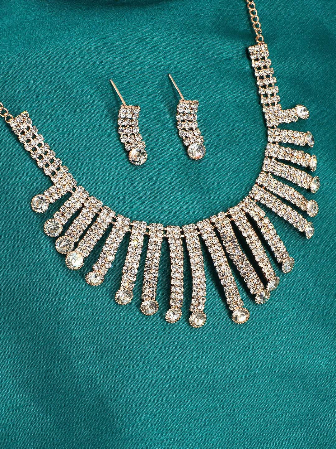 

PRIVIU Rose Gold-Plated AD-Studded Jewellery Set