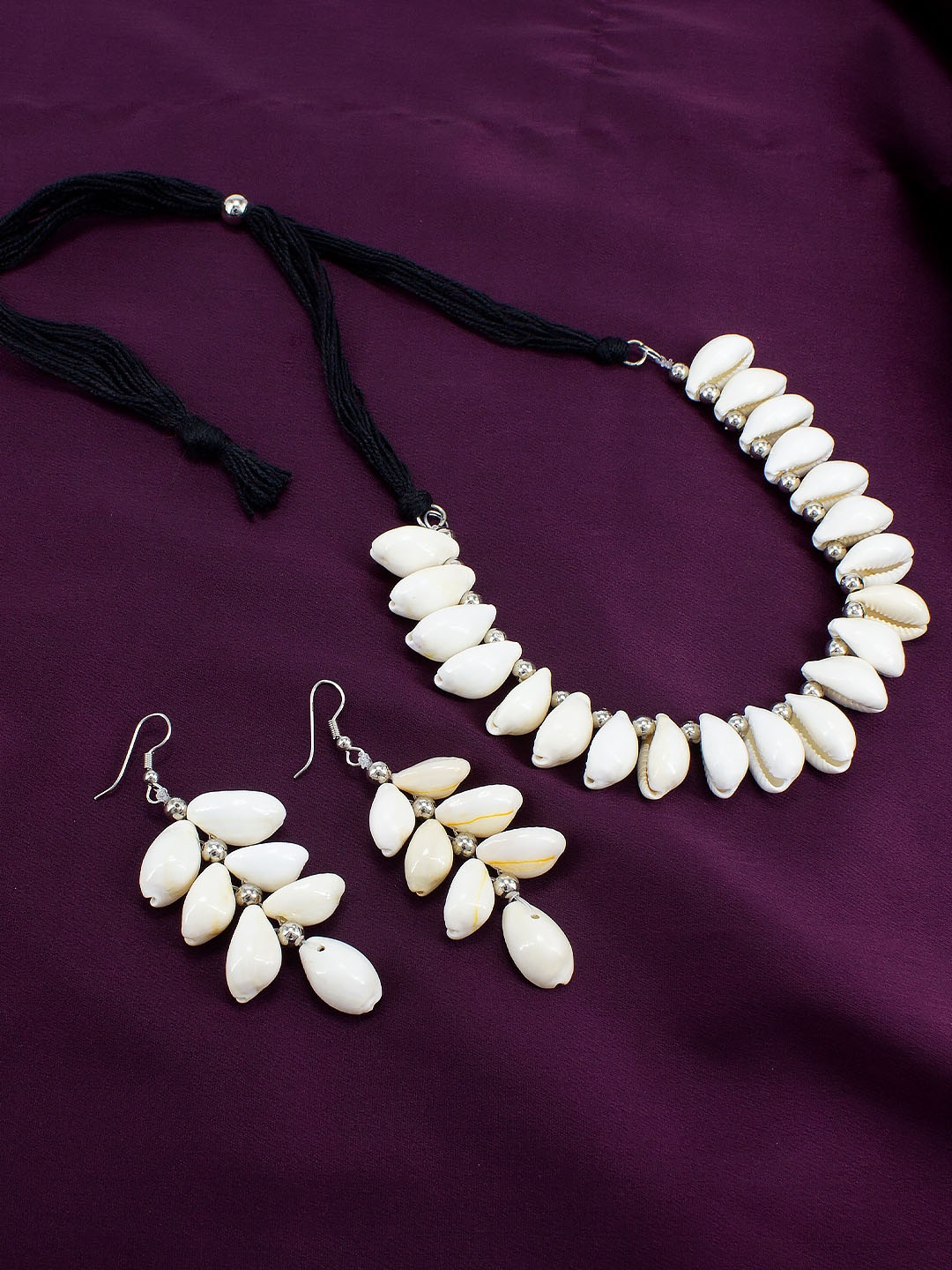 

PRIVIU Sea Shells Beaded Jewellery Set, Silver
