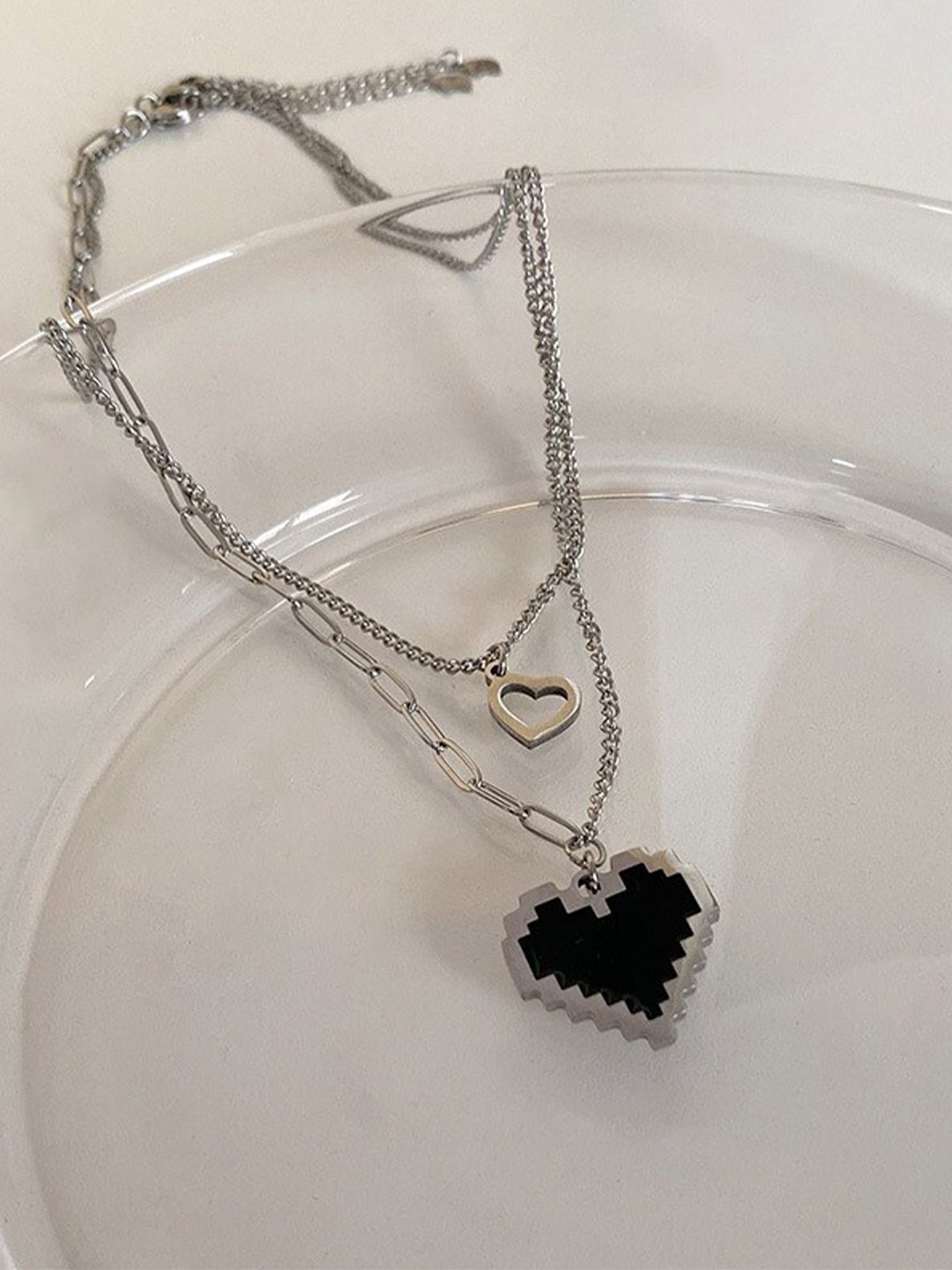 

VIEN Silver Plated Stainless Steel Double Layered Necklace