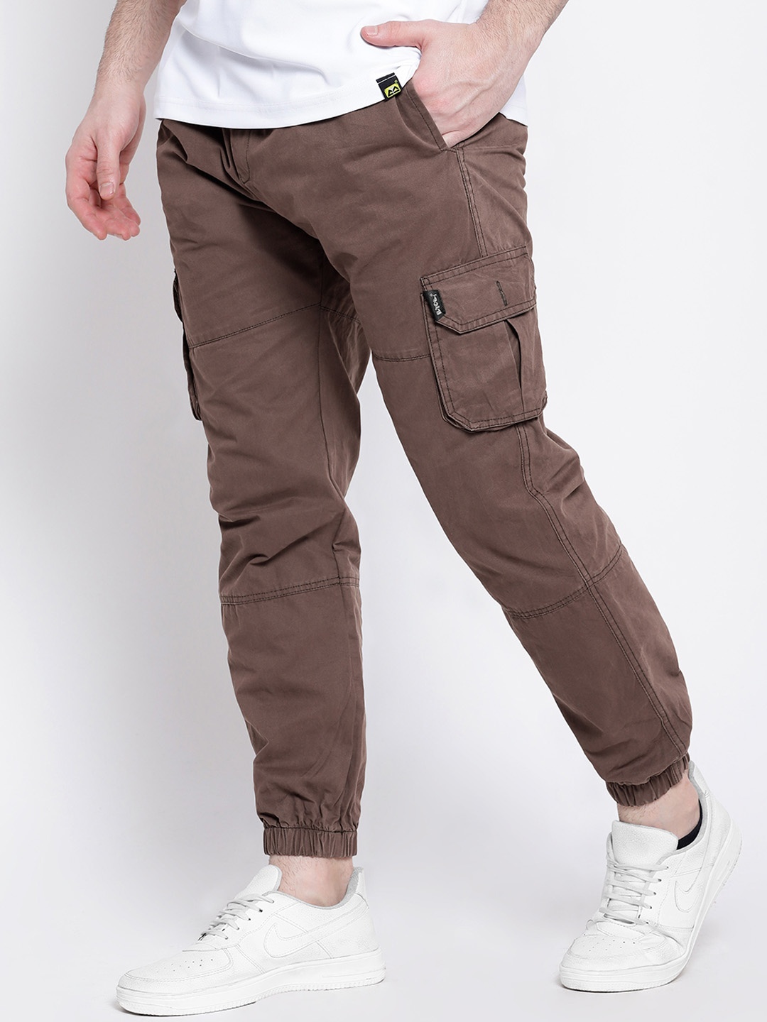 

Beyoung Men Easy Wash Pure Cotton Cargos Trousers, Brown
