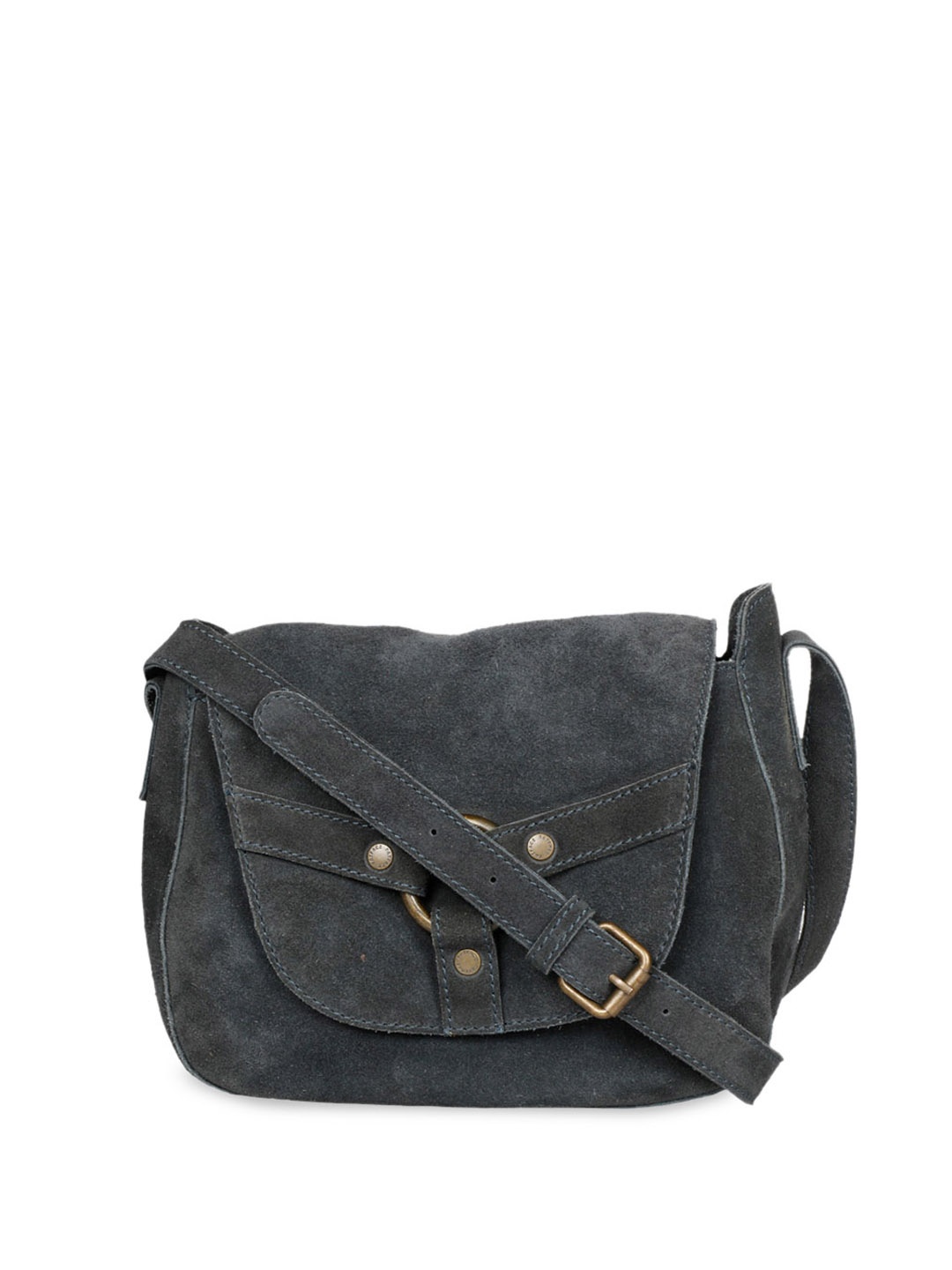 

Saint G Leather Structured Sling Bag, Navy blue