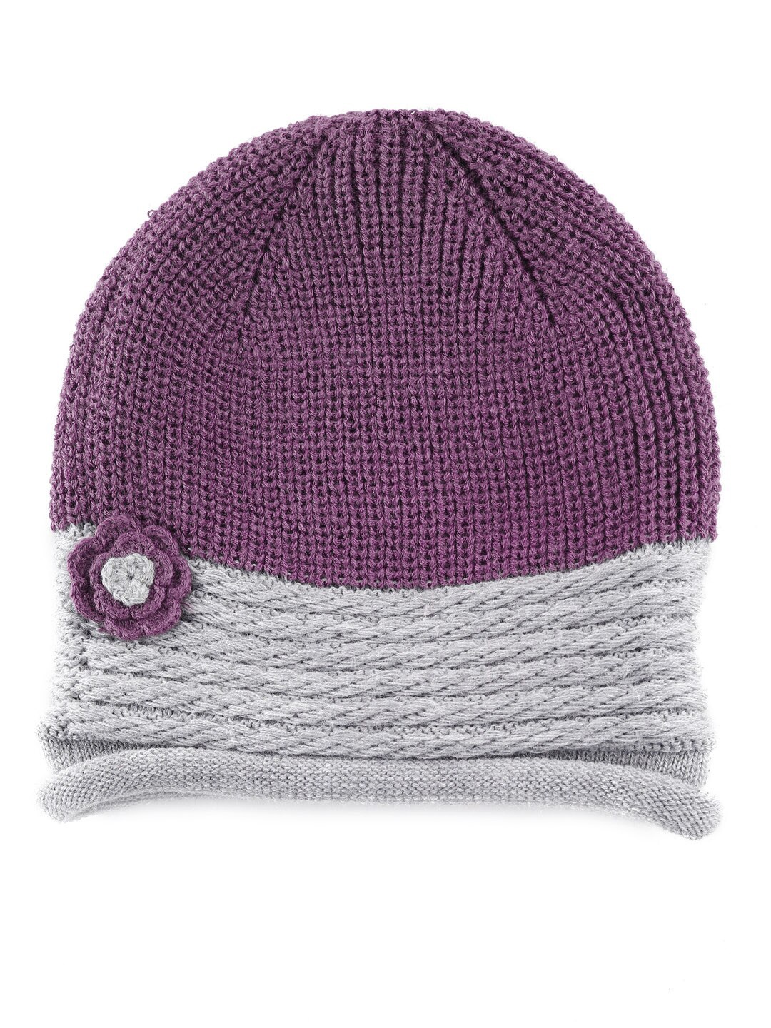 

Bharatasya Women Self Design Acrylic Beanie, Purple