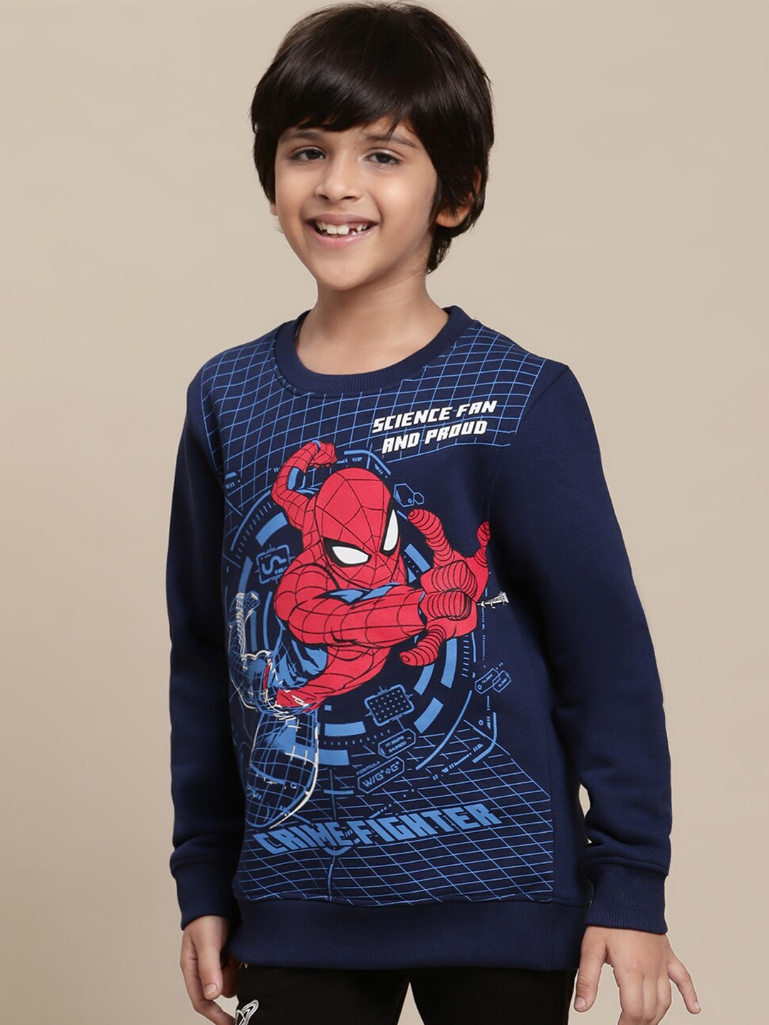 

Kids Ville Boys Spider-Man Printed Pullover, Navy blue