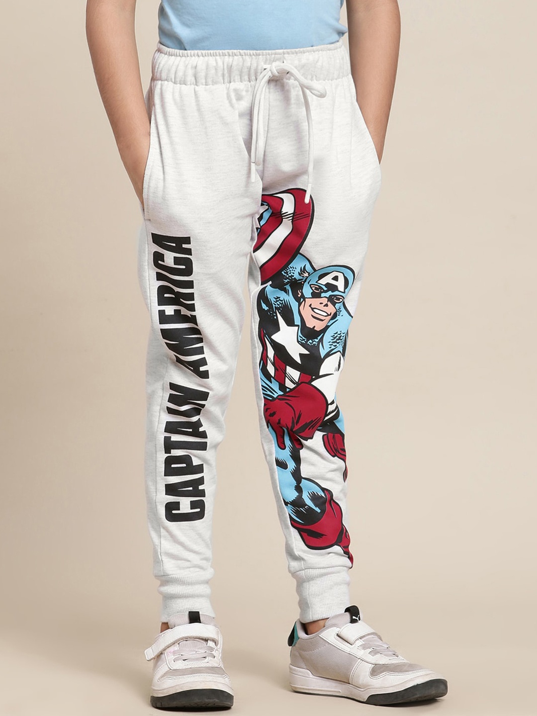 

Kids Ville Boys Captain America Printed Joggers, Grey