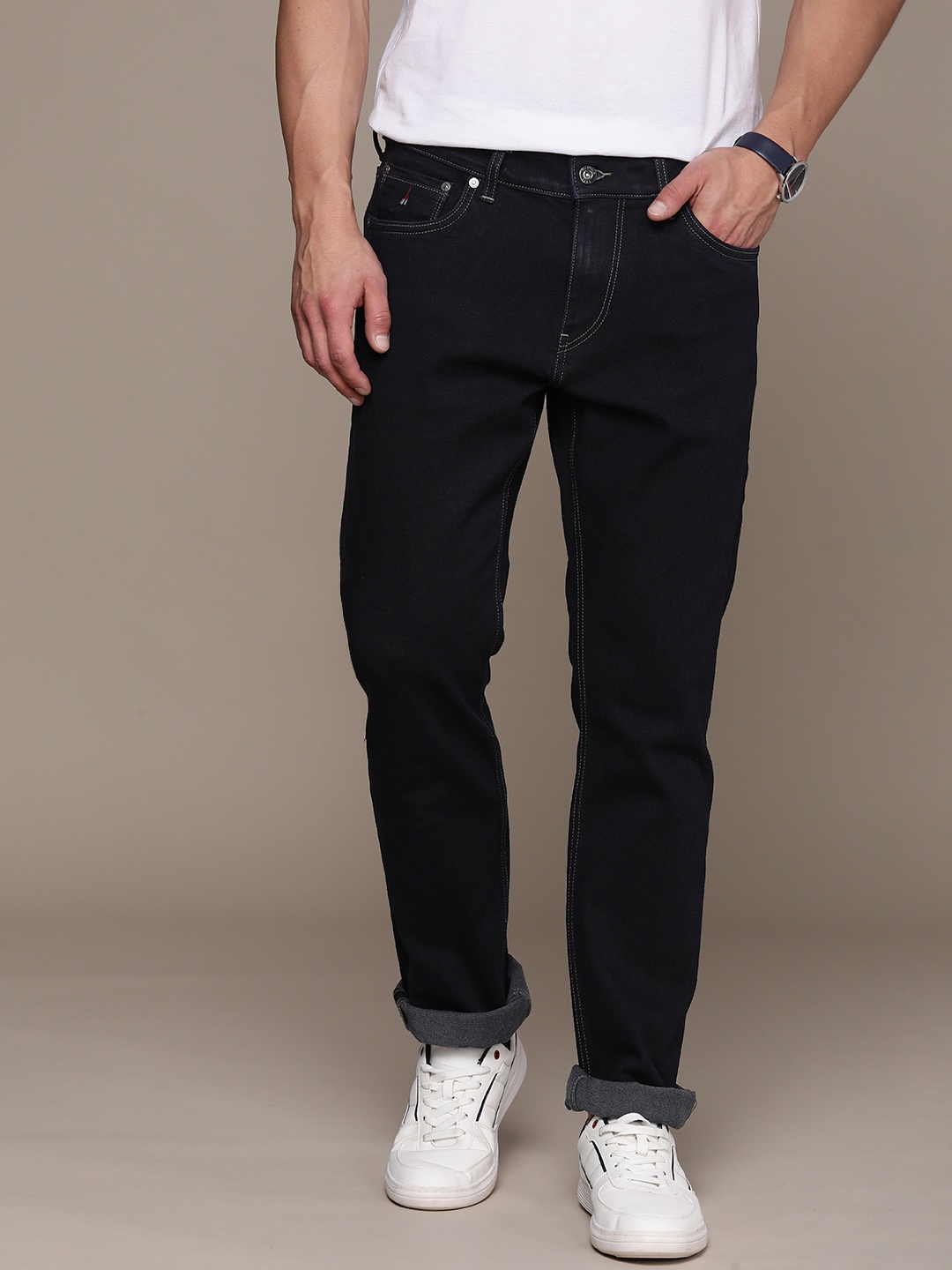 

Nautica Men Straight Fit Low-Rise Stretchable Jeans, Blue