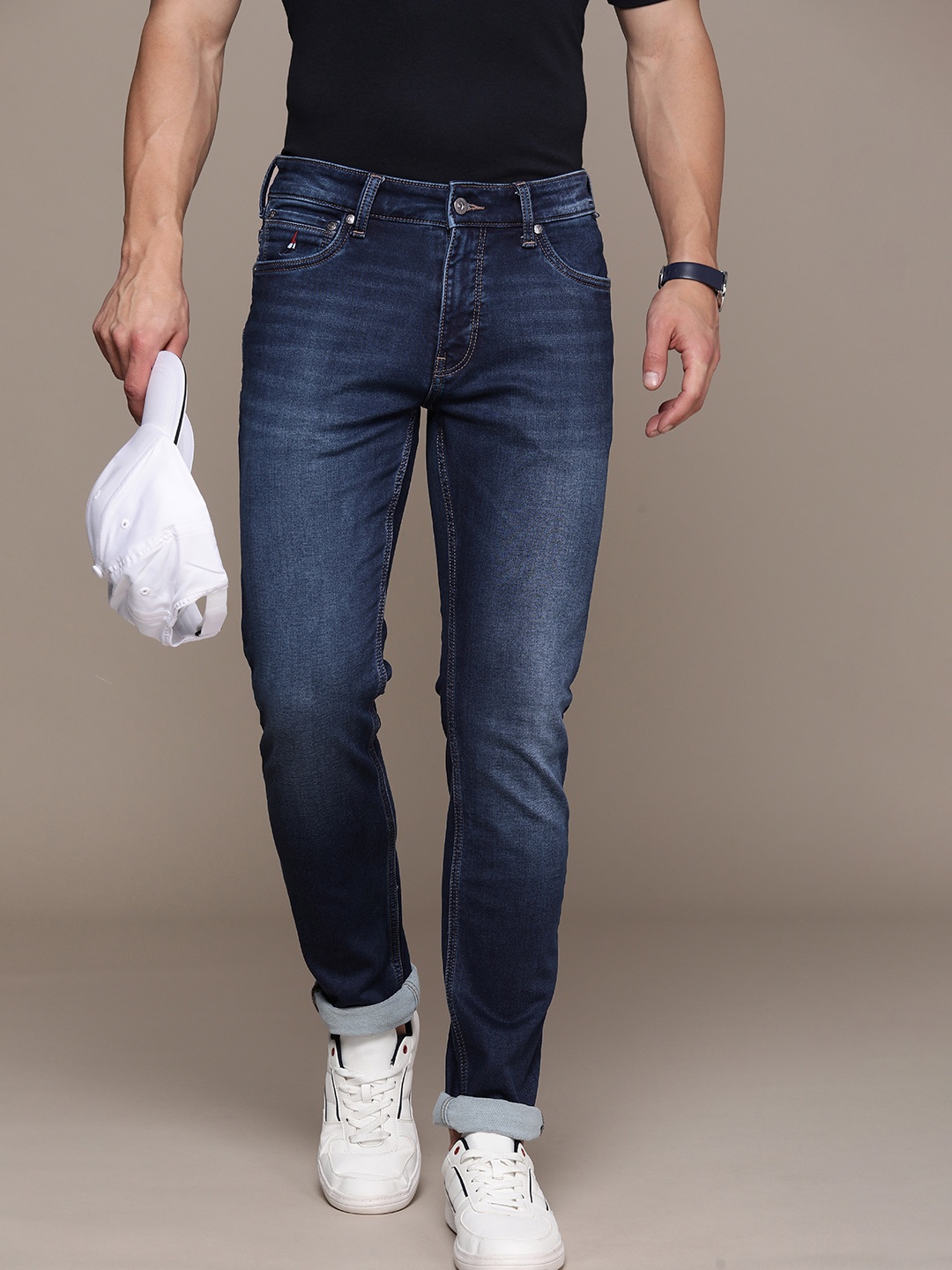 

Nautica Men Slim Fit Low-Rise Light Fade Stretchable Jeans, Blue