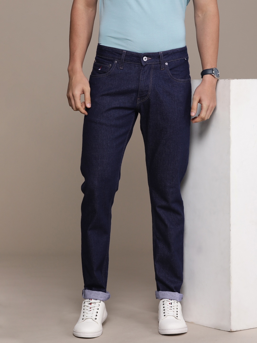 

Nautica Men Slim Fit Stretchable Mid-Rise Jeans, Blue